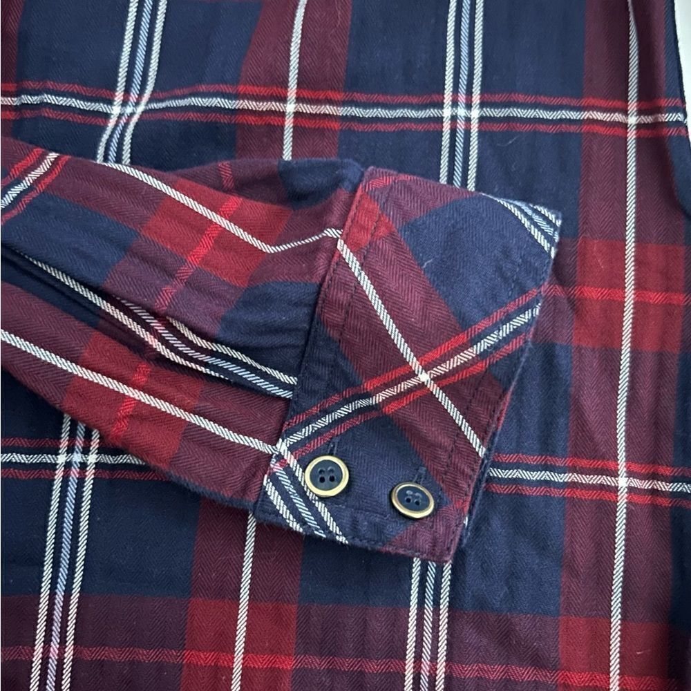 Tommy Hilfiger 100% cotton Red Navy Belted Plaid Mini Shirt Dress Size XS - Picture 5 of 9